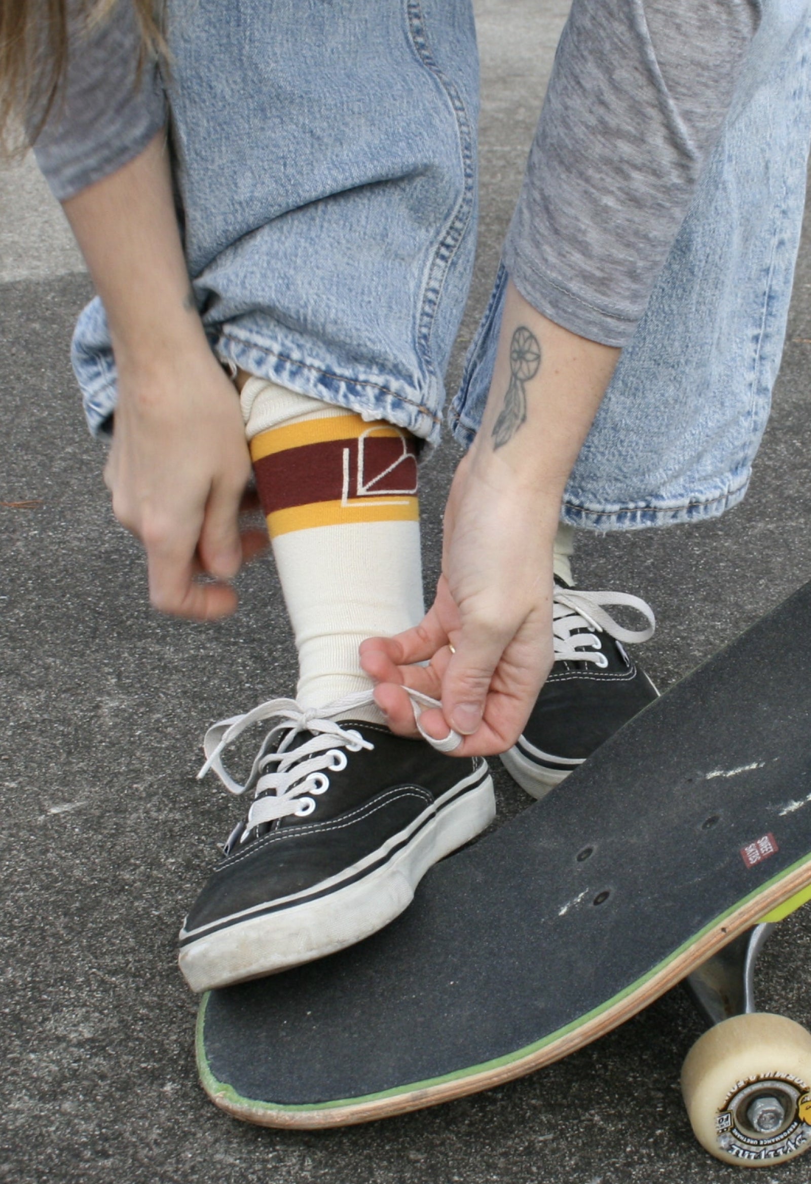 Laybac Crew Sock Maroon/Orange